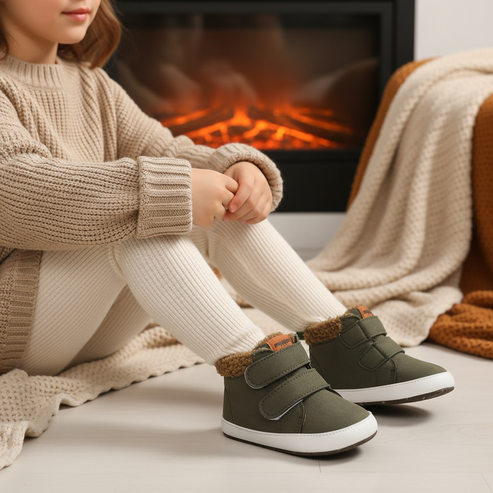 Adorable baby winter bunny boots with Velcro, fleece-lined for warmth on tiny feet.