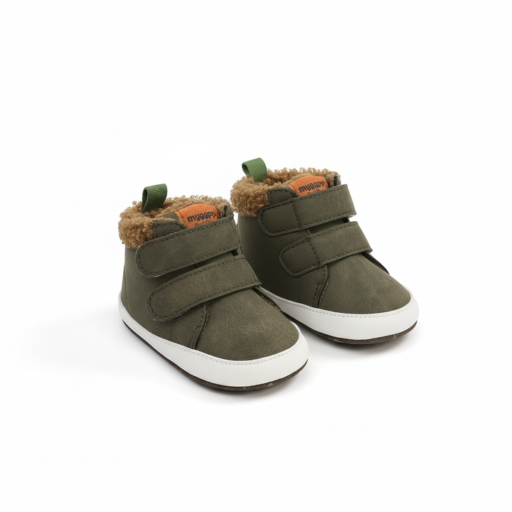 Infant winter bunny boots, soft fleece lining, convenient Velcro closure for easy-on/off.