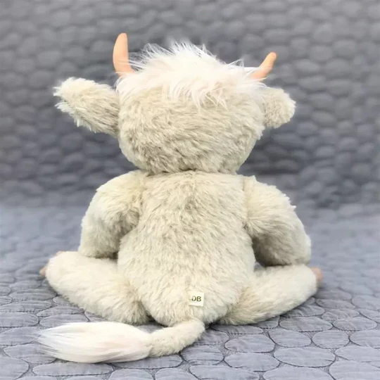 Unique handmade Highland Cow plush toy, real alpaca fur, a cuddly Scottish stuffed animal & home decor.