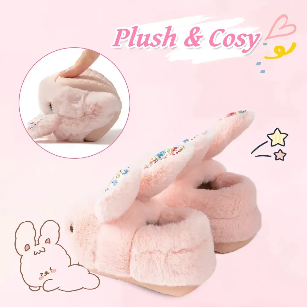 Cute bunny-themed plush slippers for kids. Soft, warm, and comfortable anti-slip house shoes for toddlers.