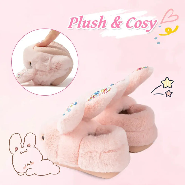Cute bunny-themed plush slippers for kids. Soft, warm, and comfortable anti-slip house shoes for toddlers.