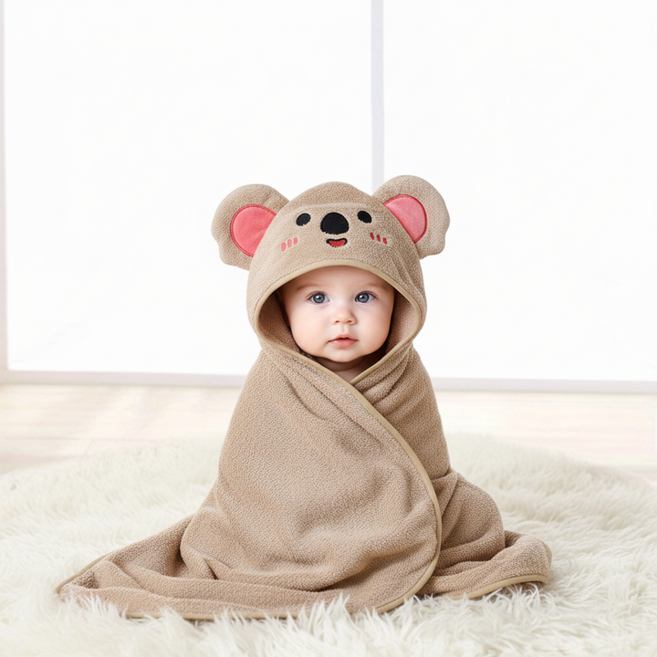 Adorable pink bunny baby hooded bathrobe, quick-dry, perfect for infant comfort & toddlers