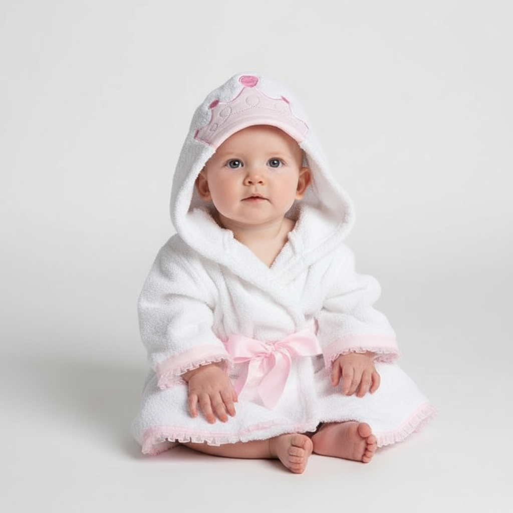 Soft, absorbent SnuggleTowel baby hooded towel with an embroidered animal design, great for infant care
