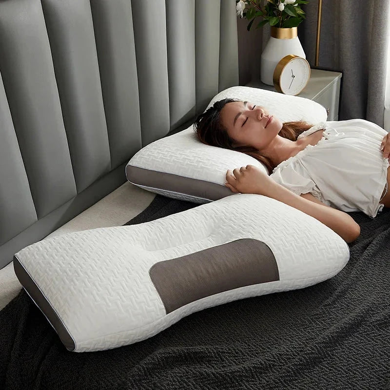 Adult orthopedic cervical pillow for neck pain relief, offering ergonomic support for better sleep.