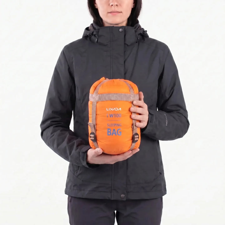 Compact envelope sleeping bag for adults, ideal for backpacking and outdoor adventures.