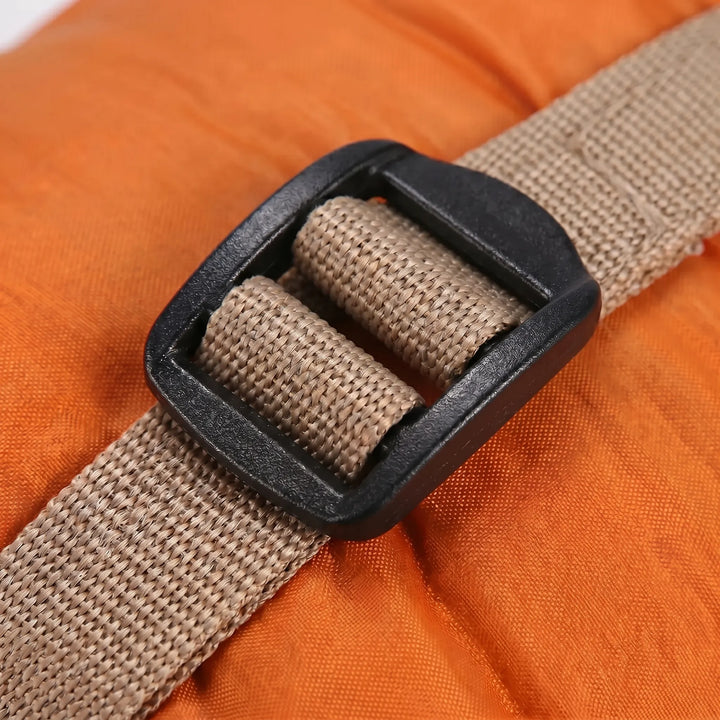 Portable ultralight sleeping bag packed small for easy carrying on any camping or travel trip.