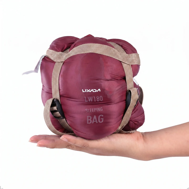 Adult travel sleeping bag, extremely lightweight and compact, great for outdoor enthusiasts.