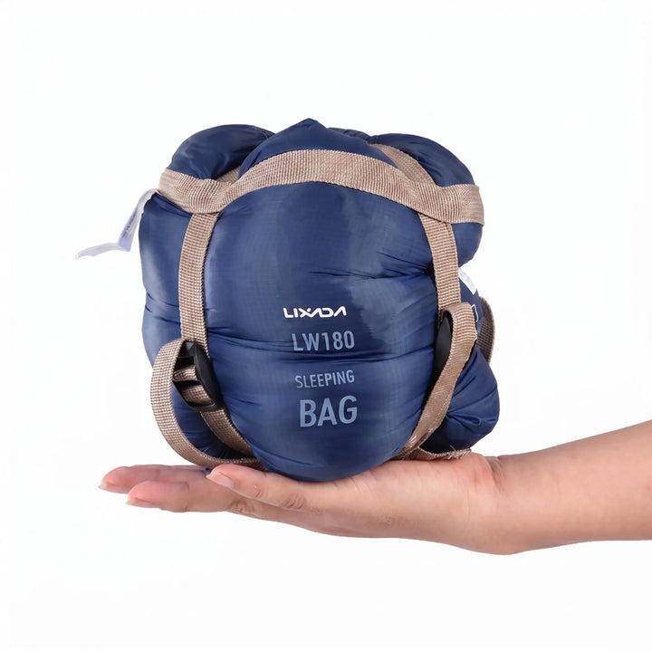 Versatile ultralight sleeping bag for adults, suitable for camping, hiking, and compact travel.