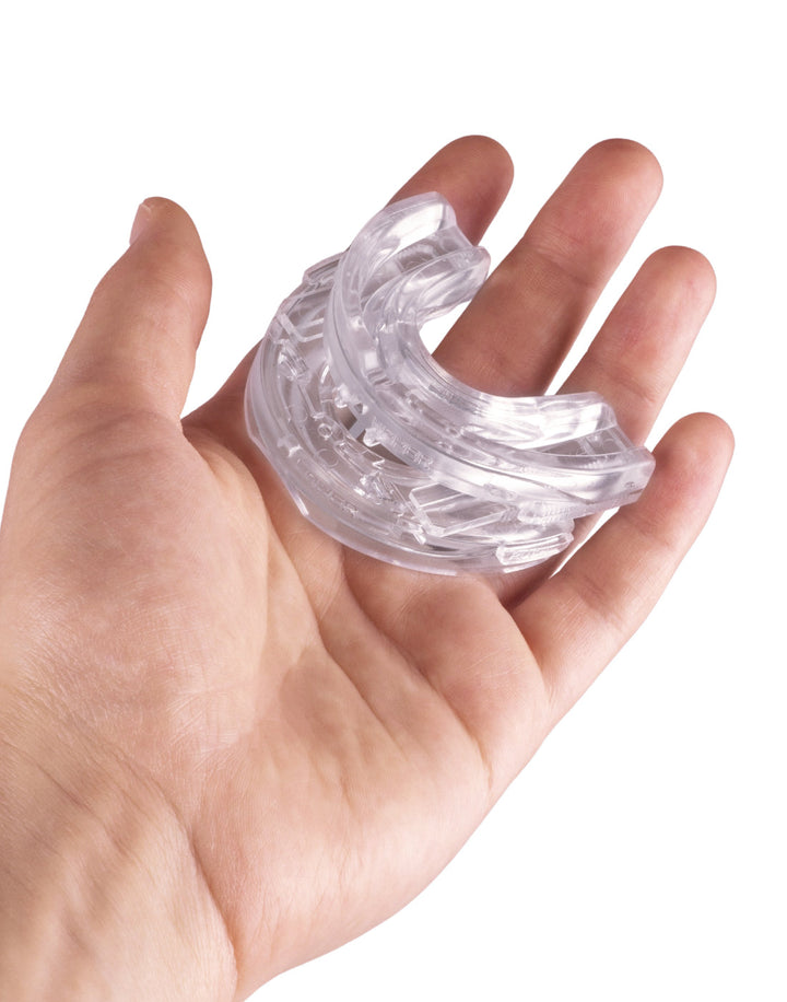 Product shot of the advanced SilentSleep anti-snore mouthpiece. Innovative oral appliance & sleep aid for quiet nights.