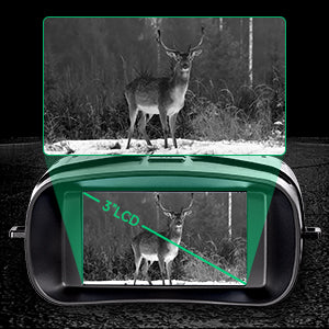 Rechargeable night vision binoculars, 5x digital zoom, ideal for surveillance & low light observation.