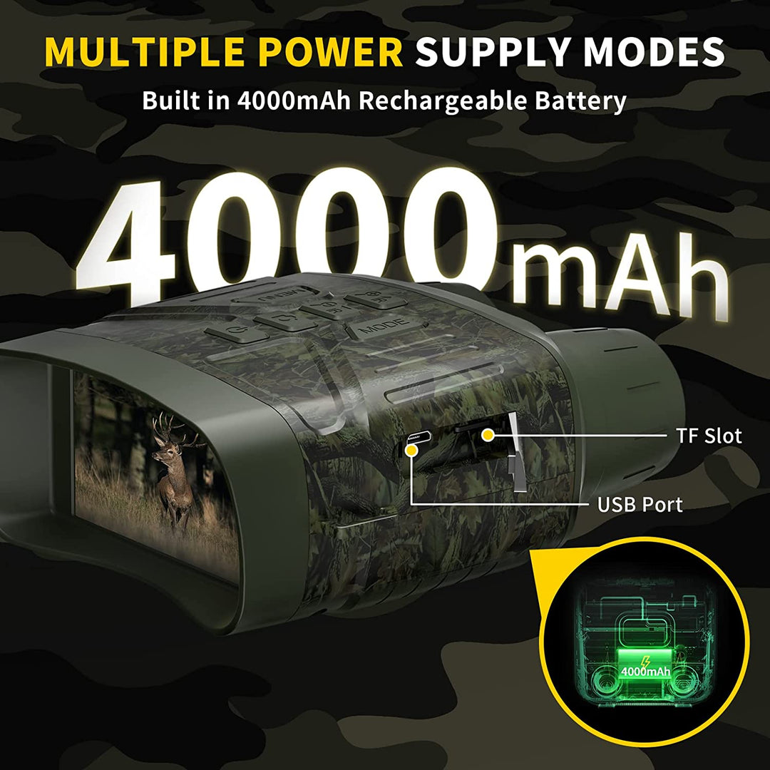 5x zoom digital night vision binoculars with infrared for hunting, camping & low light observation.