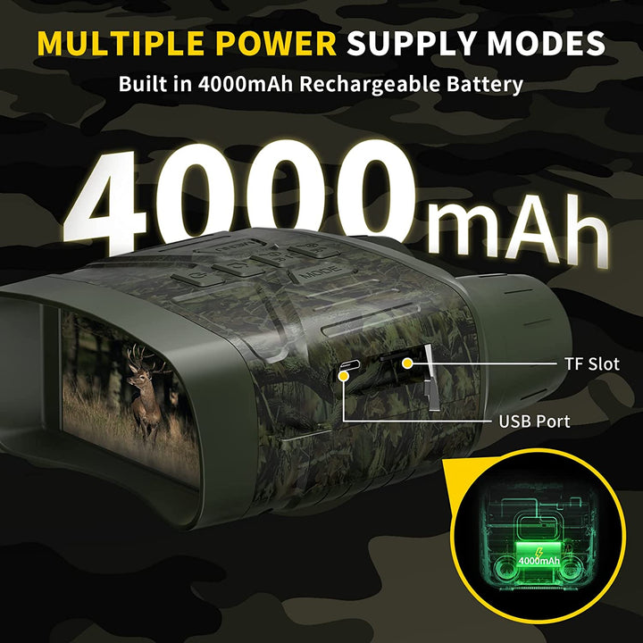 5x zoom digital night vision binoculars with infrared for hunting, camping & low light observation.