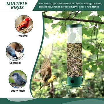 Durable metal squirrel-proof bird feeder designed for wild birds. Weather-resistant for outdoor garden use.