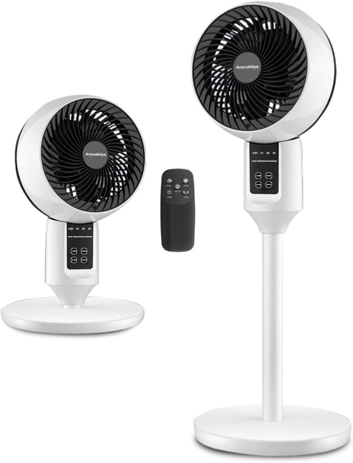 Aerion adjustable pedestal fan with 3D oscillation, standing position, quiet cooling.