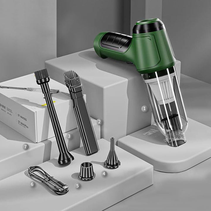 Handheld AeroForce auto vacuum cleaner, showcasing its cleaning capability