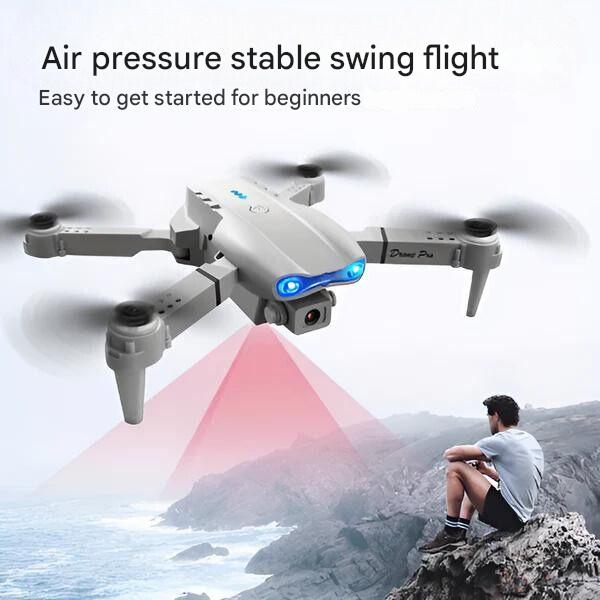 AeroVision dual camera 4K drone in flight, capturing stunning aerial photography & videography. Long flight time.