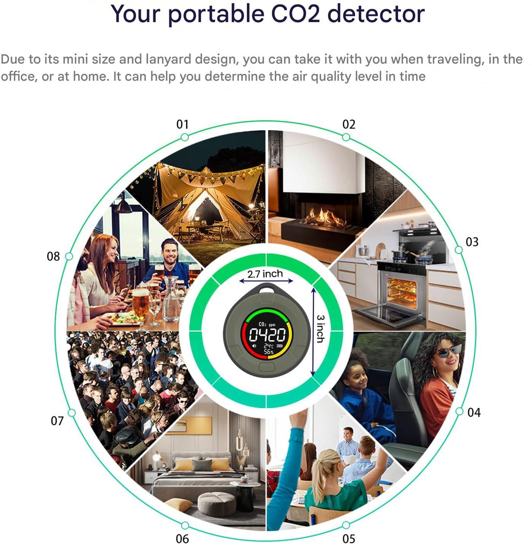 Side view of the Aervent 3-in-1 CO2 detector, showing its sleek design and portability for any room.