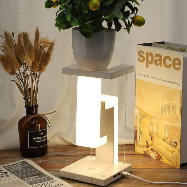 Detail shot of the AetherGlow lamp's flexible neck, demonstrating adjustable modern lighting for any desk.