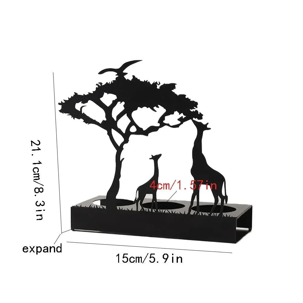Decorative African safari animal silhouette candle holders. Create exotic ambiance & African wildlife feel.