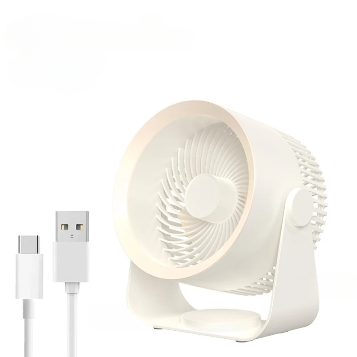 AirFlex electric fan powered by USB, demonstrating its versatile charging options for continuous use.