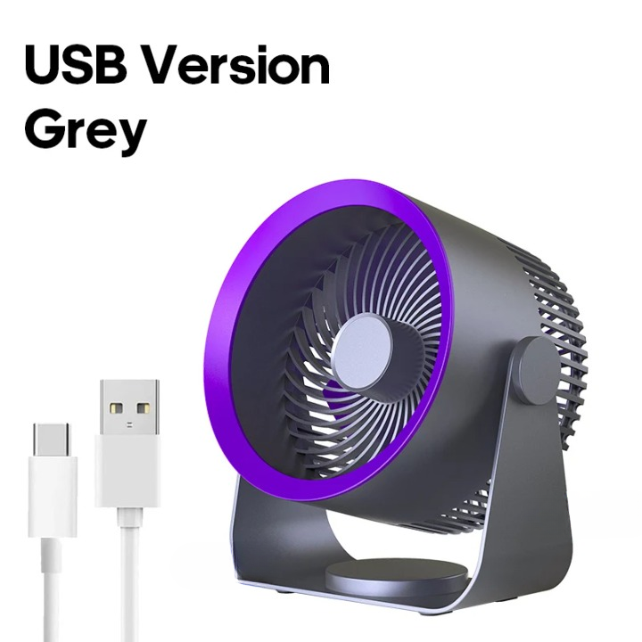AirFlex desktop fan in a home office setting, providing quiet and efficient personal air circulation.