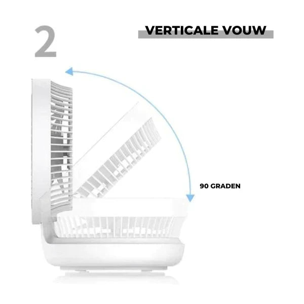 Foldable AirFlowPro wireless portable fan. Compact desk fan for personal cooling, great for travel & home office.