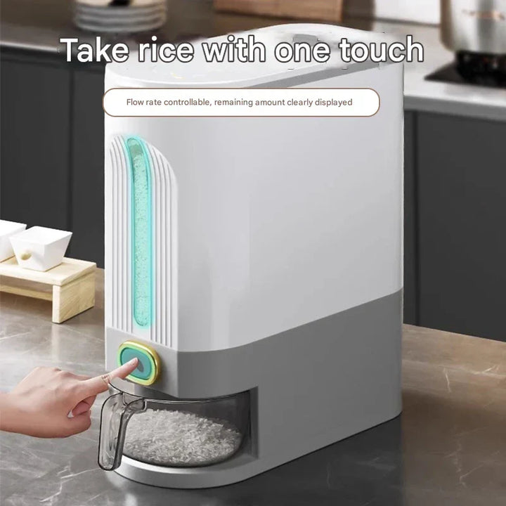 GrainGuard sealed rice storage container, moisture & insect resistant, ideal for kitchen pantry.