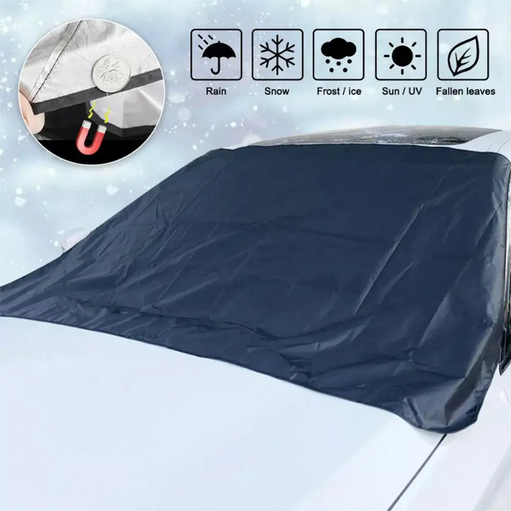 FrostGuardia all-weather magnetic car cover for windscreen; year-round protection from elements.