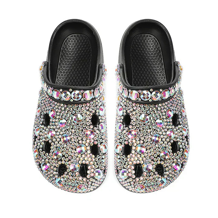 Alviera women's rhinestone slippers, flat heel EVA footwear perfect for casual summer wear