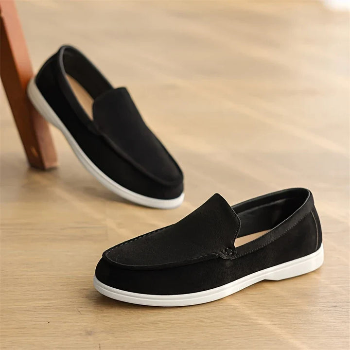 Detailed view of men's Amalfi slip-on loafers, showcasing quality and effortless comfort.