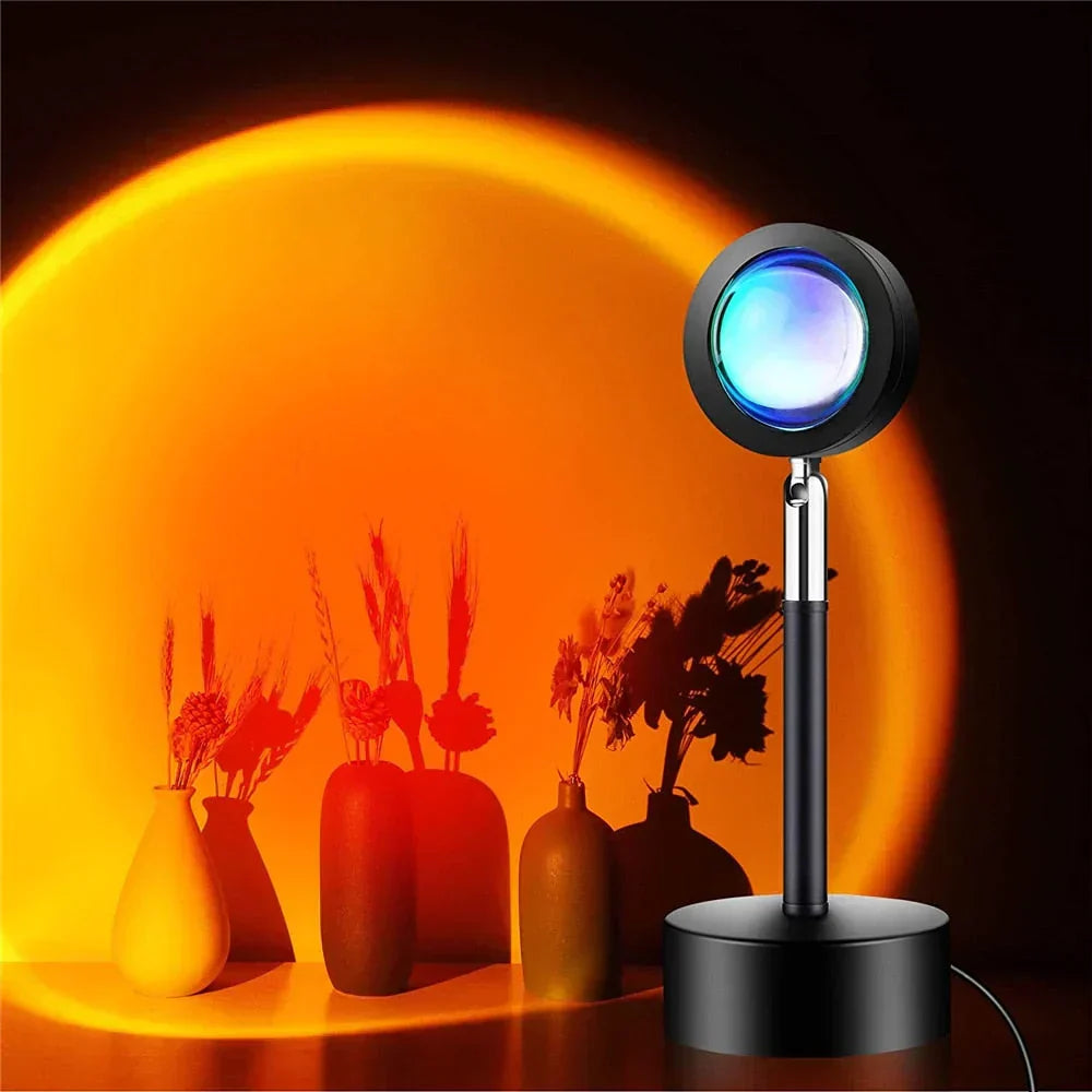 Ambient sunset projection lamp with 4 color options, creating aesthetic mood lighting for any room decor.