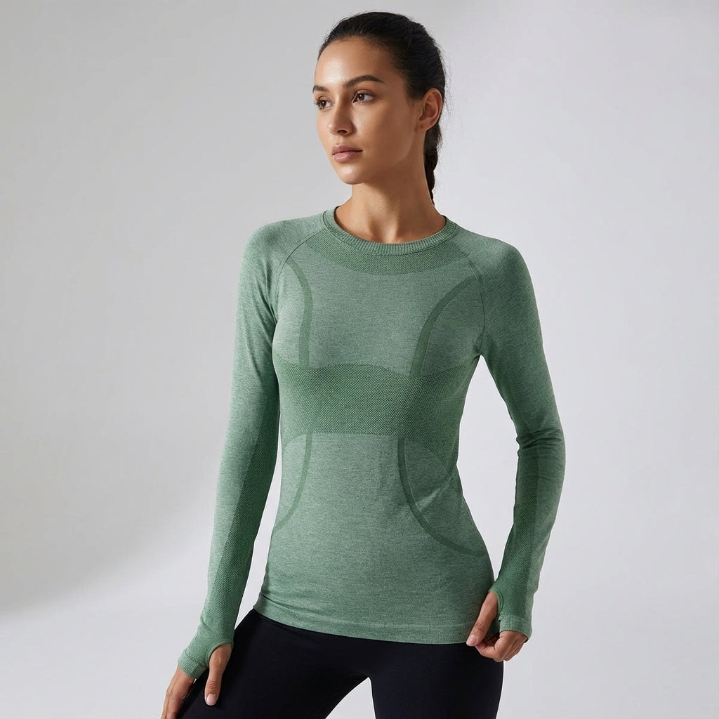 White Amelia women's regular fit long sleeve quick-dry shirt for running and activewear