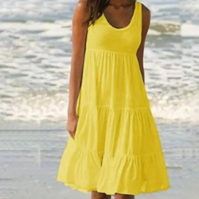 Amelie sleeveless round neck mini dress for women, trendy summer fashion