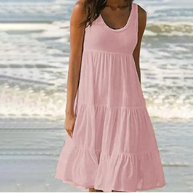 Trendy Amelie round neck mini dress, great for women's summer fashion