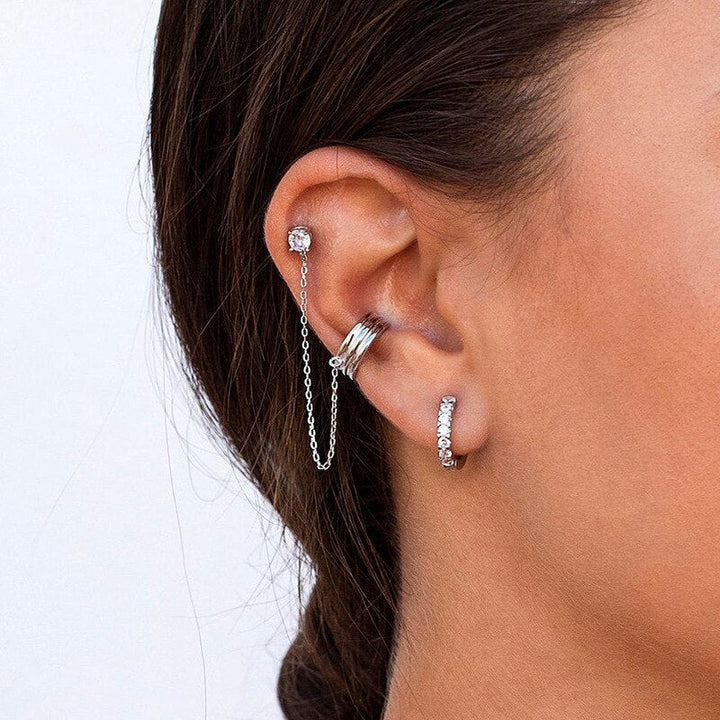 Hypoallergenic Amira Boho Chic earring set featuring gold hoop earrings and silver stud earrings