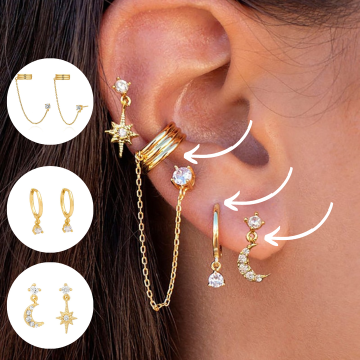 Elegant Amira Boho Chic earring set, perfect for women seeking hypoallergenic and stylish boho jewelry
