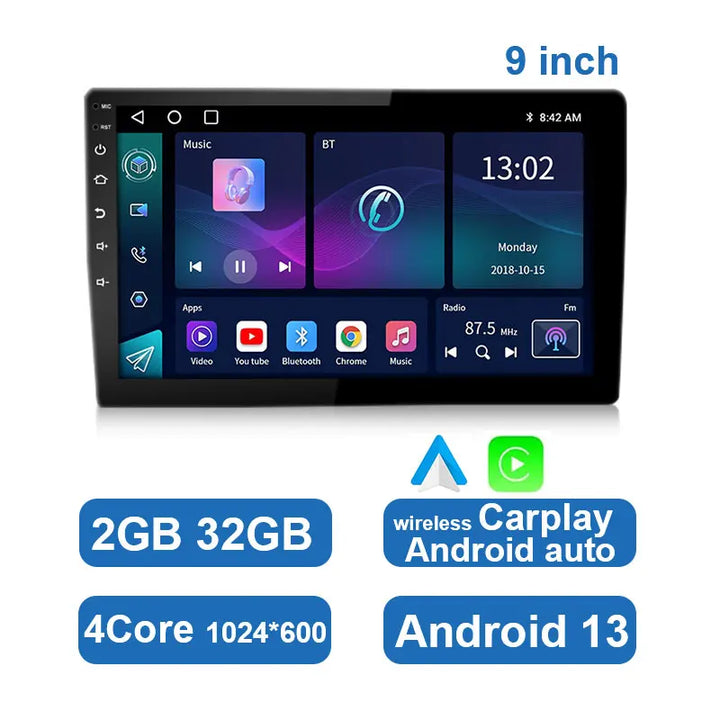 GPS navigation system built into a universal Android car stereo, showing a map for route guidance.