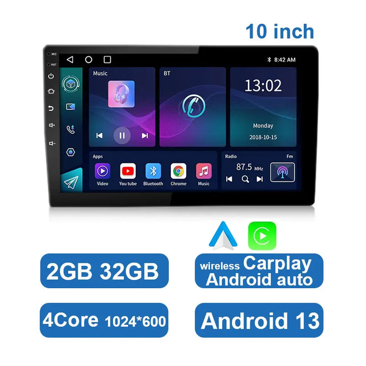 Universal fit car stereo with touchscreen, GPS, Bluetooth for seamless connectivity