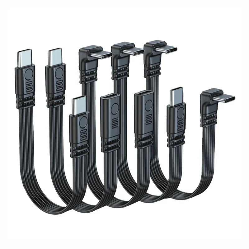 Angled Type-C to Type-C PowerFlex cable: 90-degree USB-C for fast charge & data. (Product view)