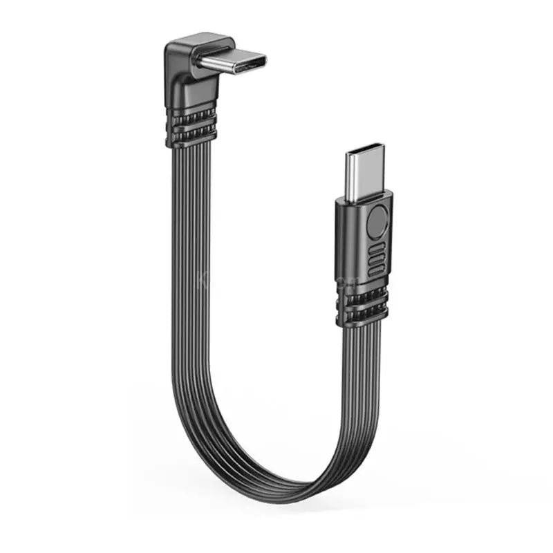 Detail of the reversible Type-C ends on the Angled PowerFlex data & power extension cable.