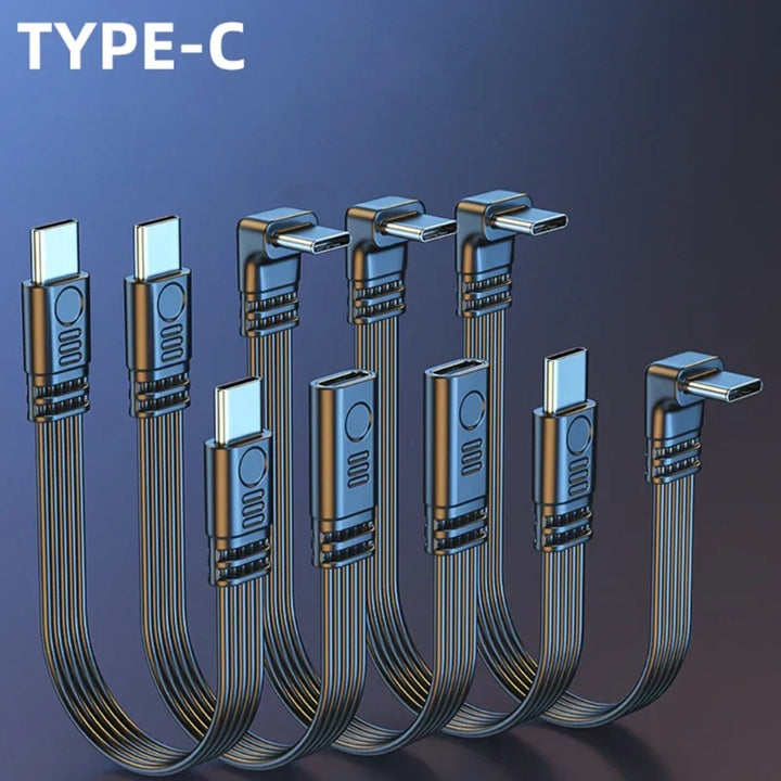 Dual pack: Angled Type-C to Type-C PowerFlex cables for enhanced gadget connectivity. (Two cables)