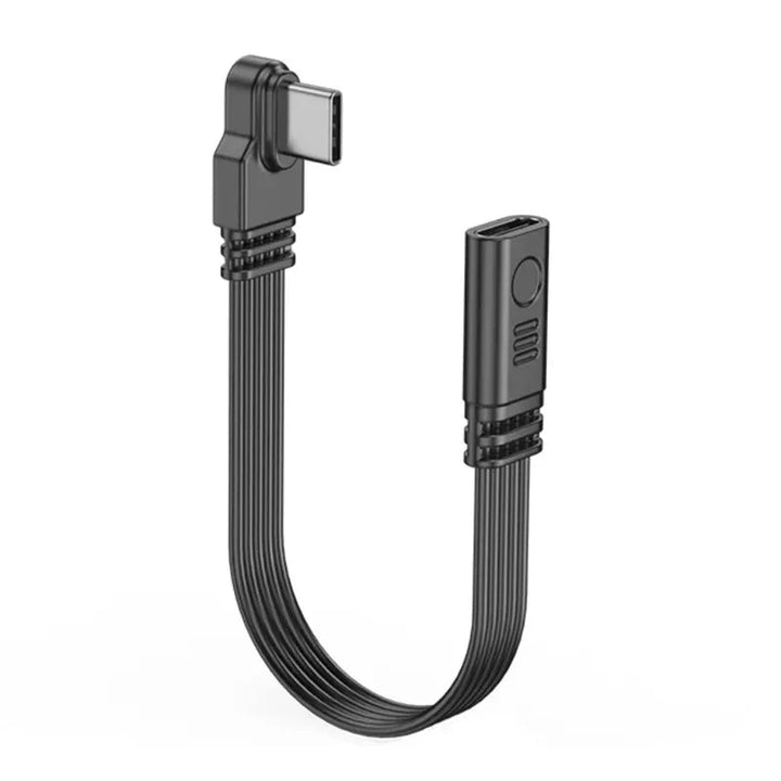 Angled Type-C to Type-C PowerFlex cable: Universal tech gadget accessory for various devices.