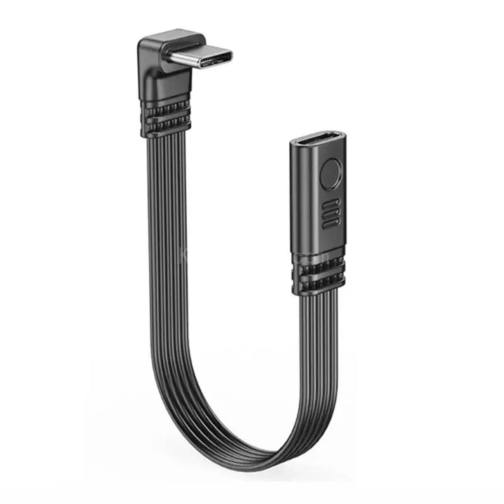 Flexible and robust Angled Type-C PowerFlex cable demonstrating its bend radius. (Flexibility shot)