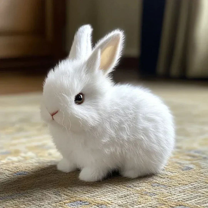 Soft animated plush bunny toy for kids, delightful interactive playmate with realistic motion & sound.