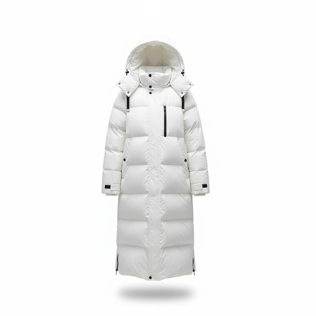 Women's Annalena long down jacket, a versatile and warm winter coat for outdoor protection
