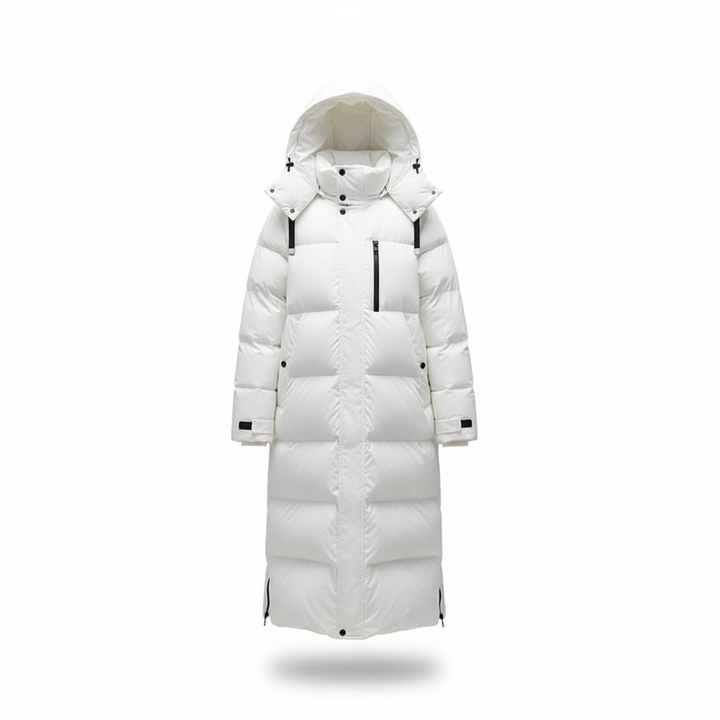 Women's Annalena long down jacket, a versatile and warm winter coat for outdoor protection