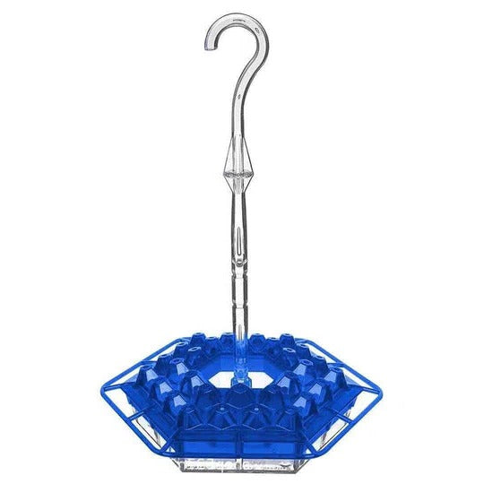 Clear polycarbonate ant-proof nectar feeder, easy to clean and hang for garden hummingbirds.