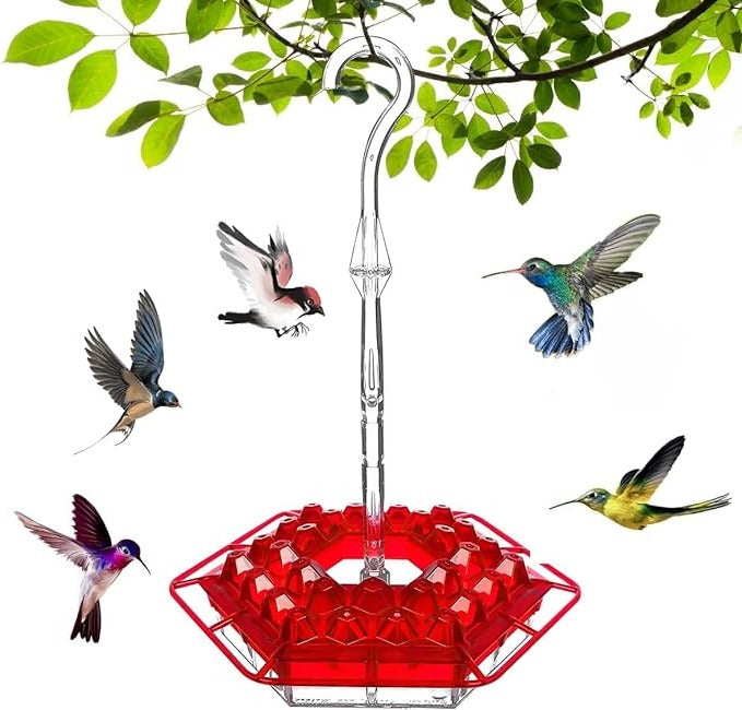 Crystal clear polycarbonate ant-proof hanging feeder, perfect for viewing hummingbirds up close.