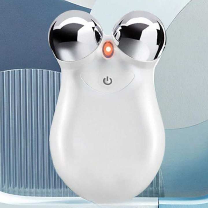 Anti-aging microcurrent facial massager for firming skin & reducing wrinkles. Skincare device.