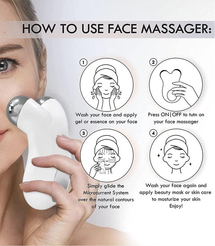 Rechargeable anti-aging microcurrent massager, ideal for home spa skin firming treatments.